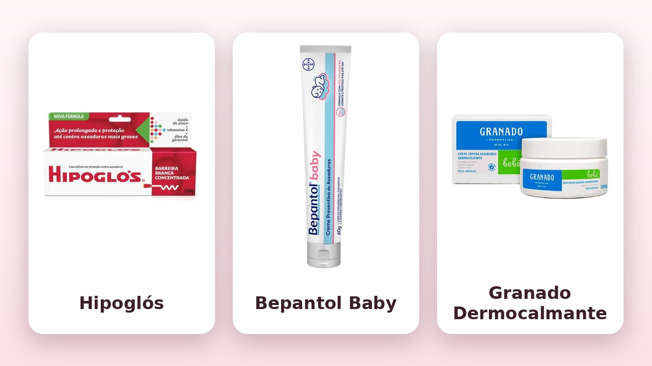 Comparativo: Hipoglós, Bepantol Baby e Granado Dermocalmante (fotos oficiais)