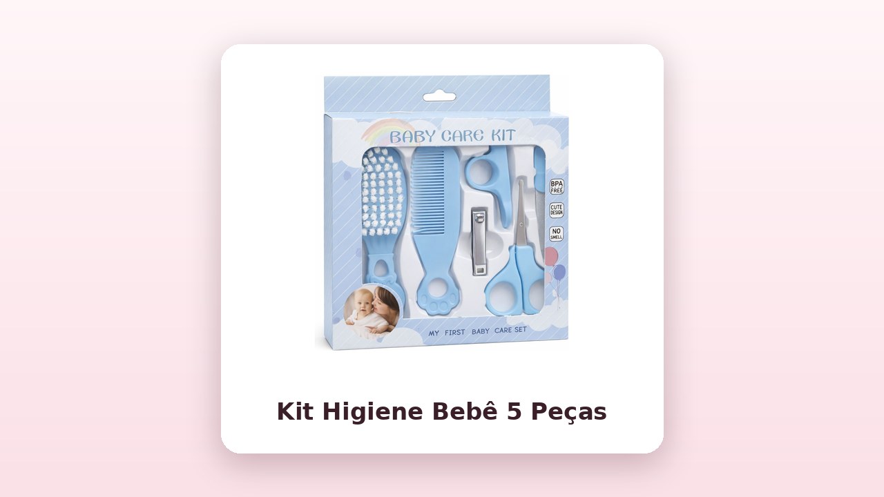 Foto do kit de higiene para bebê com escova, pente, tesoura e cortador de unhas, vendido na Shopee