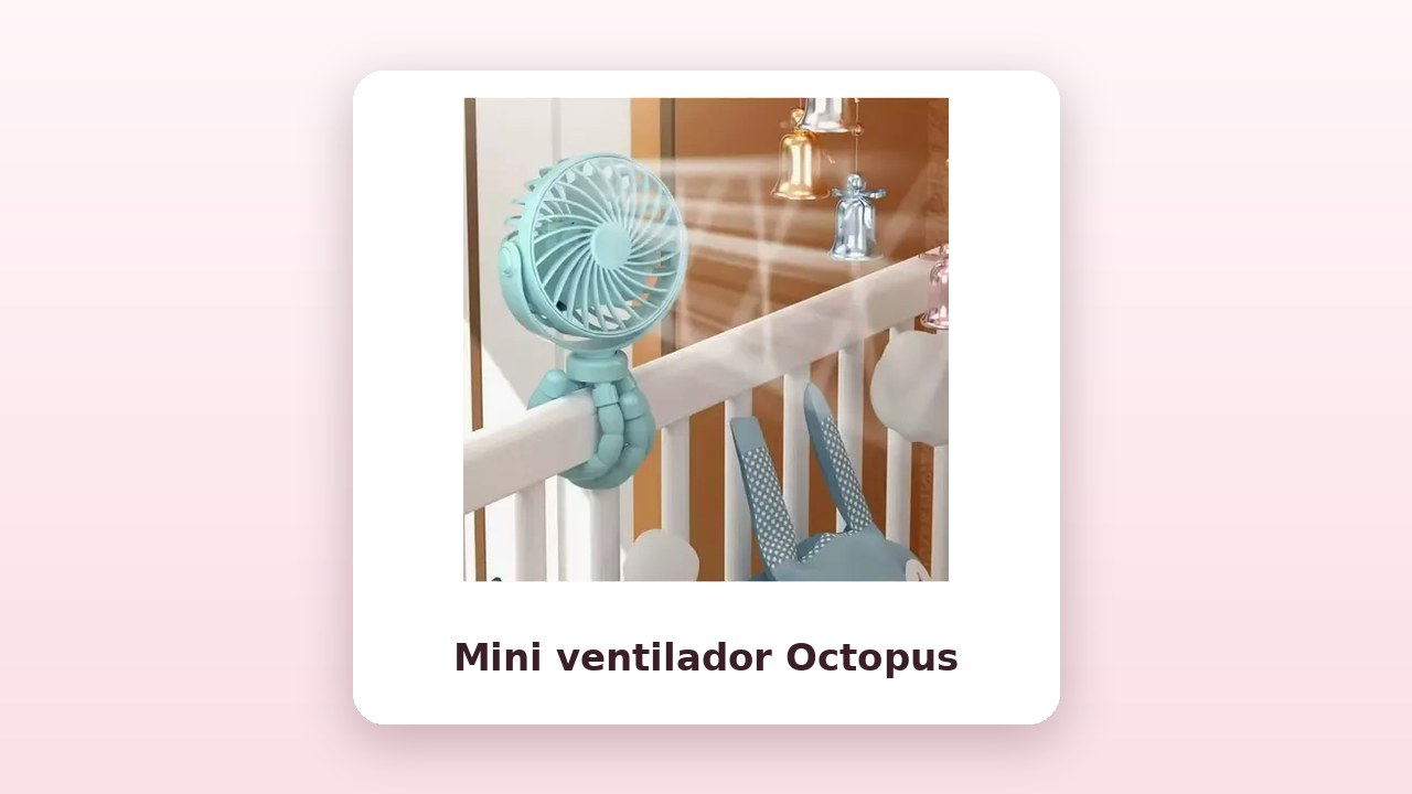 Foto do mini ventilador Octopus recarregável por USB, vendido na Shopee