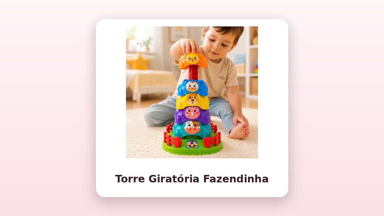 Foto oficial do brinquedo educativo torre giratória fazendinha com animais
