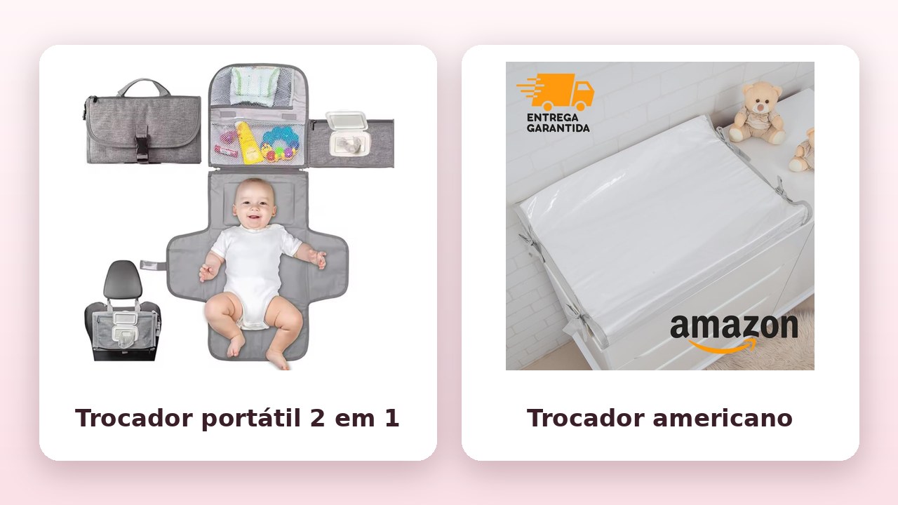 Comparativo: trocador portátil dobrável 2 em 1 e trocador americano para cômoda (fotos oficiais)